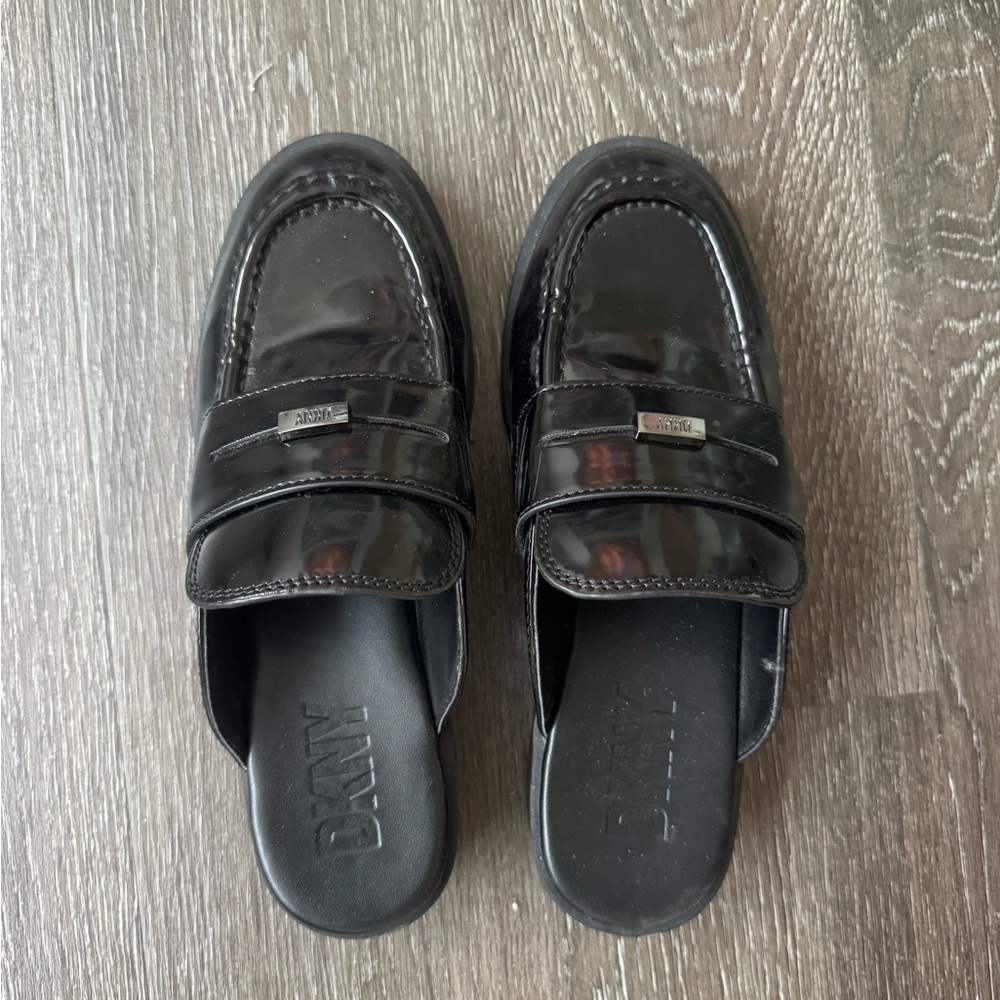 DKNY Glossy Black Women’s Slip-On Loafers